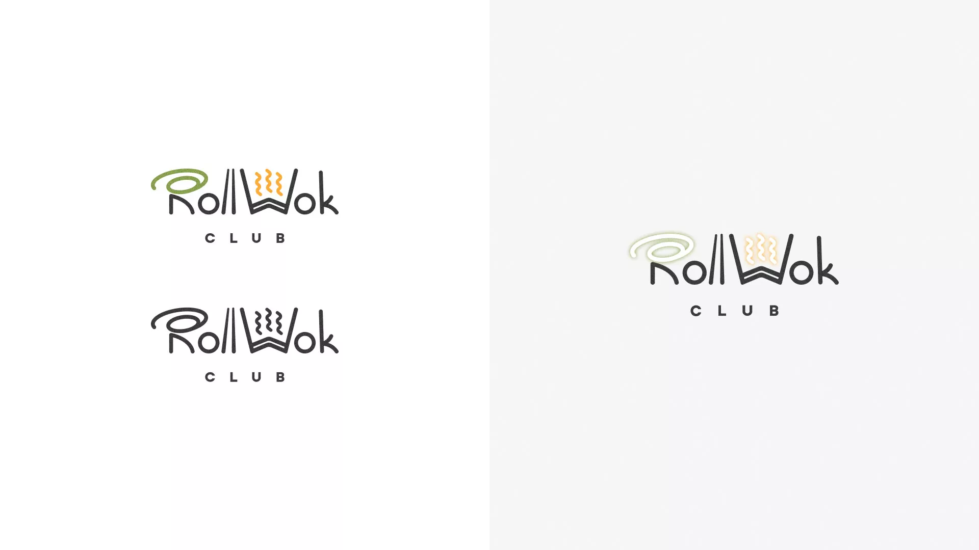 Разработка логотипа и фирменного стиля суши-бара «Roll Wok Club» в Лесозаводске