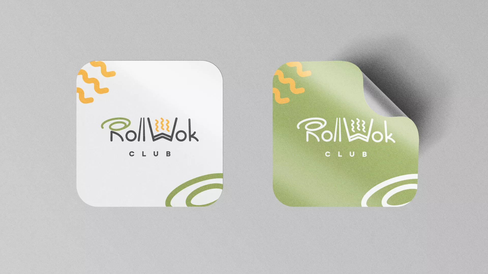 Разработка логотипа и фирменного стиля суши-бара «Roll Wok Club» в Лесозаводске